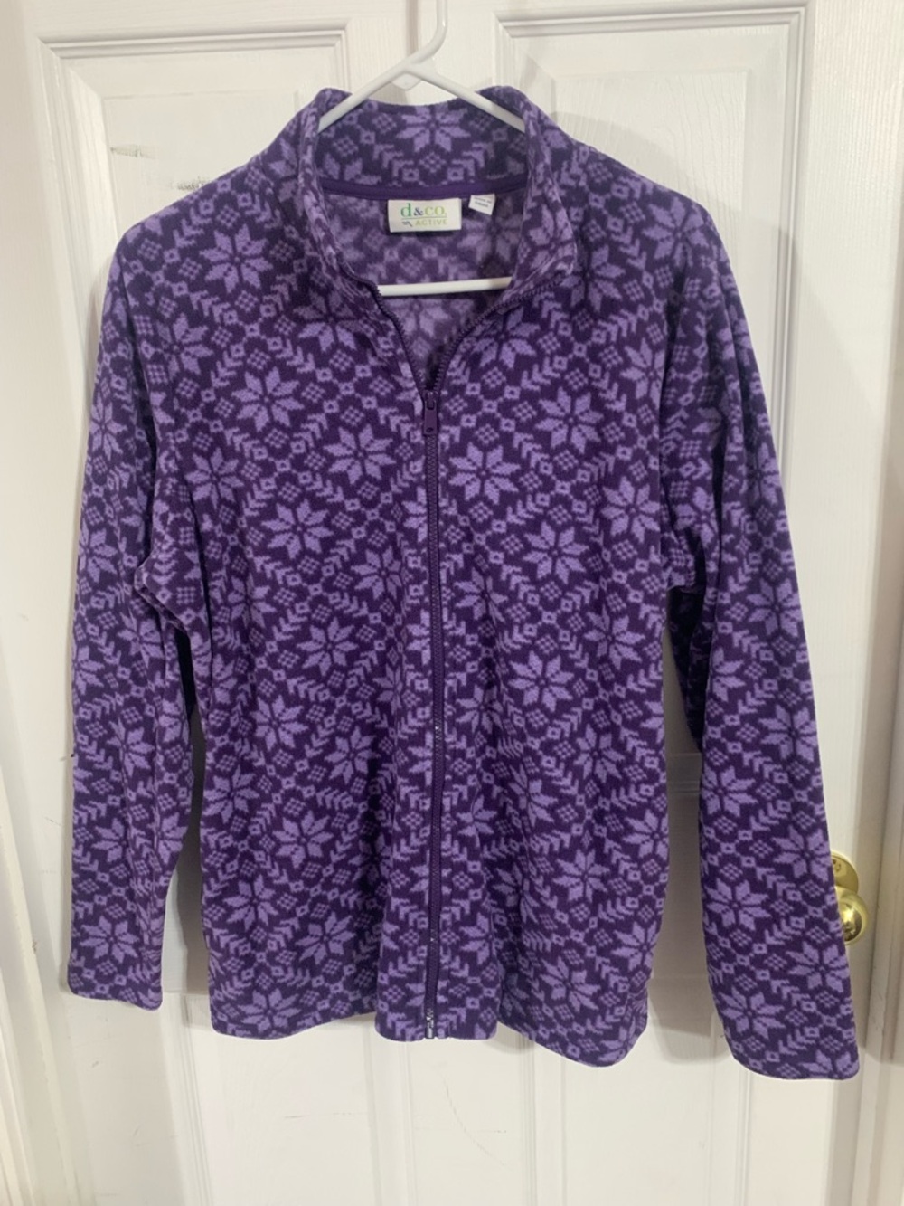 Denim&Co Purple Patterned Full-Zip Teddy Jacket